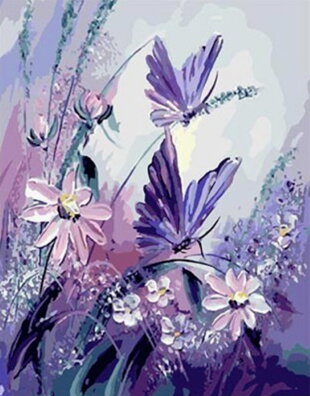 Malovanie podľa čísel Motýle na kvetoch M1106