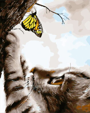 Malovanie podľa čísel Mačička a motýlik M992684