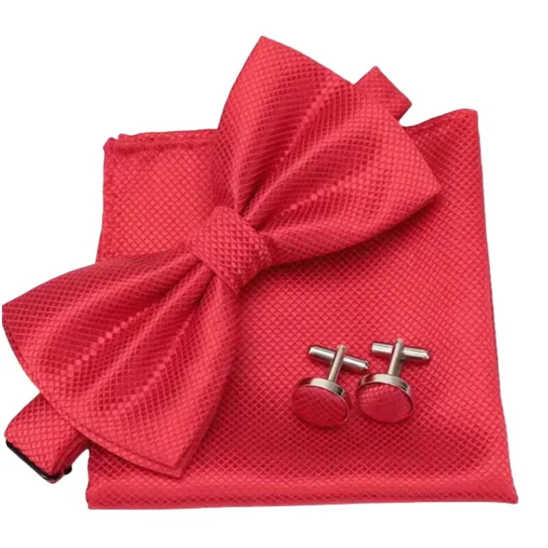 Súprava motýlik, vreckovka a manžetové gombíky