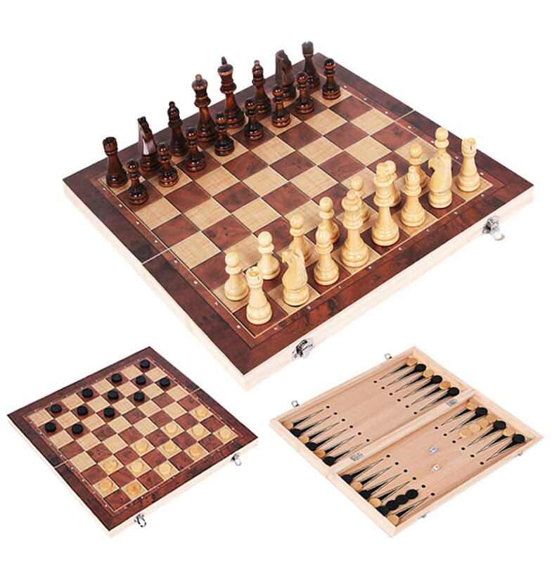 Šachy drevené 3v1 29x29cm